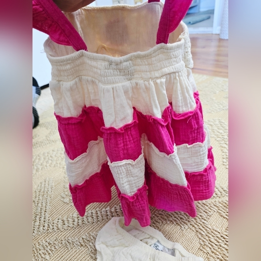 Rare Editions Pink and Cream Kids Casual Dress - Picture 9 of 11